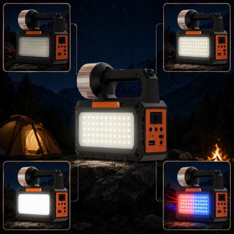 Lampa latarka solarna turystyczna LED campingowa panel radio żarówki blt