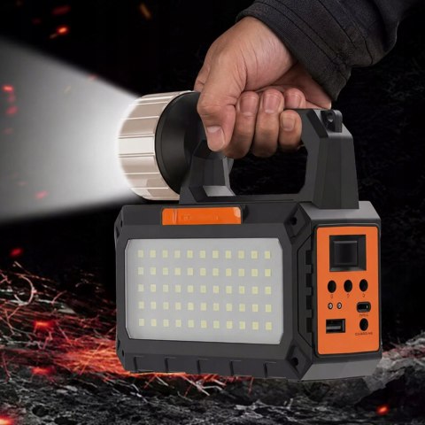 Lampa latarka solarna turystyczna LED campingowa panel radio żarówki blt