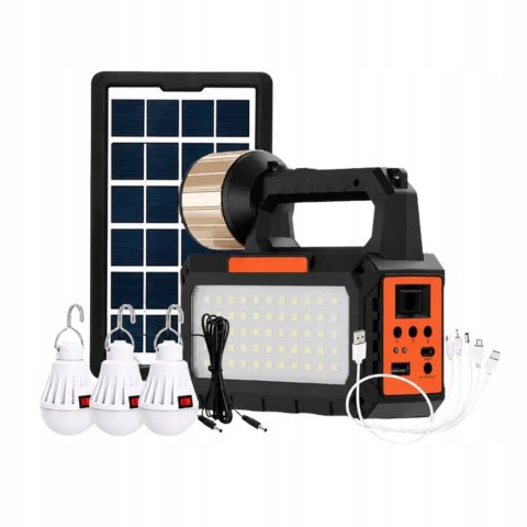 Lampa latarka solarna turystyczna LED campingowa panel radio żarówki blt