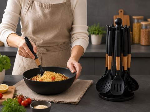 Oto opracowany opis produktu zgodny z wytycznymi:

Silikonowy Zestaw Przyborów Kuchennych: Luksus i Wygoda w Twojej Kuchni