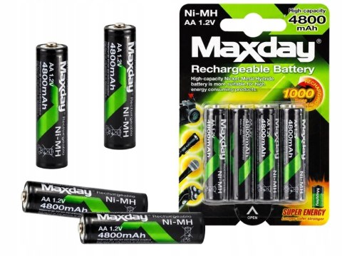 Akumulatory AA 4800 mAh - Zestaw 4 Sztuki Ni-MH dla Codziennego Użytku
