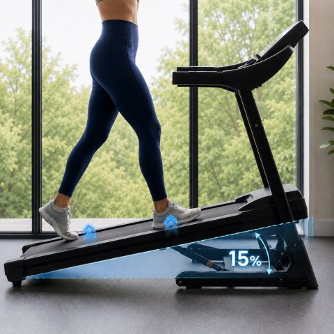 Bieżnia elektryczna domowa składana regulowany kąt nachylenia 135kg 16 km/h