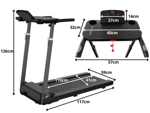 Bieżnia elektryczna domowa treningowa składana bluetooth 12 km/h 120 kg
