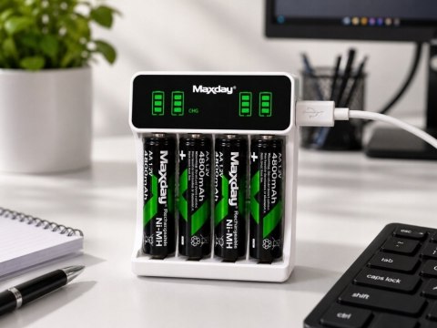 Ładowarka akumulatorków AA i AAA z wyświetlaczem LCD i USB-C
