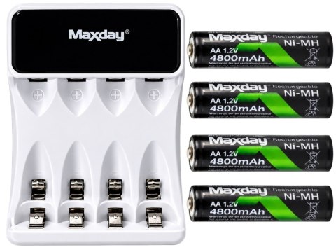 Ładowarka akumulatorków AA i AAA z wyświetlaczem LCD i USB-C