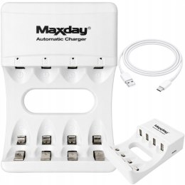 Ładowarka USB-C do akumulatorków AA/AAA z diodami LED, 4 sloty