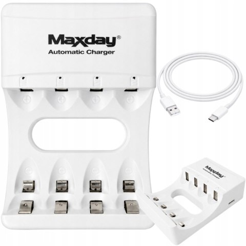 Ładowarka USB-C do akumulatorków AA/AAA z diodami LED, 4 sloty