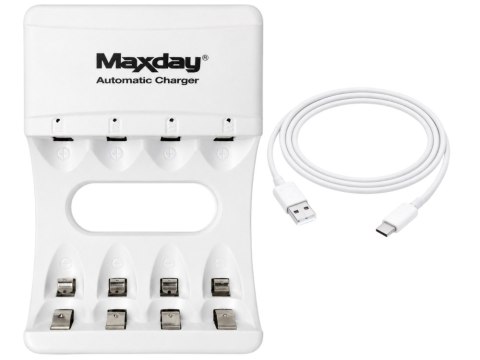 Ładowarka USB-C do akumulatorków AA/AAA z diodami LED, 4 sloty