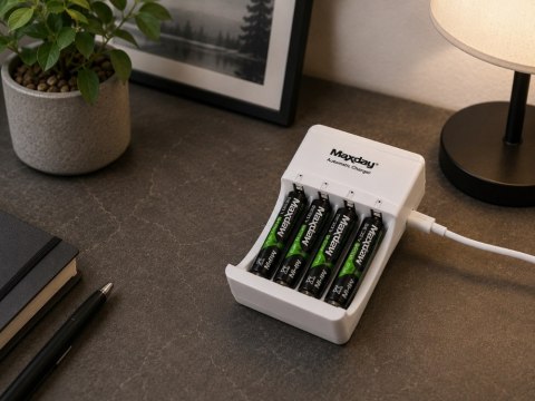 Ładowarka USB-C do akumulatorków AA/AAA z diodami LED, 4 sloty