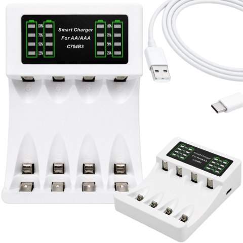 Ładowarka do akumulatorków AA/AAA - Szybkie ładowanie USB-C