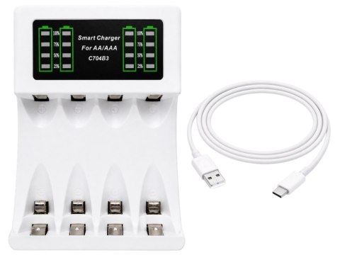Ładowarka do akumulatorków AA/AAA - Szybkie ładowanie USB-C