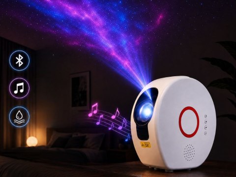 Nowoczesny projektor do wnętrz ze zdalnym sterowaniem i Bluetooth