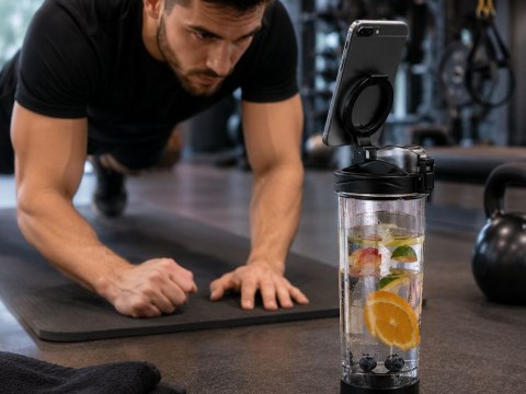 Nowoczesny shaker elektryczny z akumulatorem 700 ml i uchwytem na telefon
