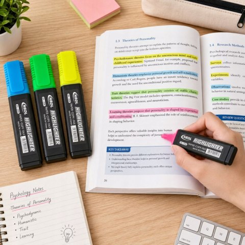 Zestaw Zakreślaczy Kolorowych - 4 intensywne markery dla produktywności