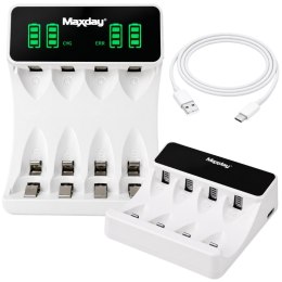 Nowoczesna ładowarka do akumulatorków AA i AAA z wyświetlaczem LCD i zasilaniem USB-C