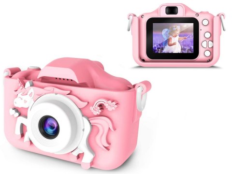 Zabawa w obiektywie: różowy aparat fotograficzny dla dzieci z jednorożcem