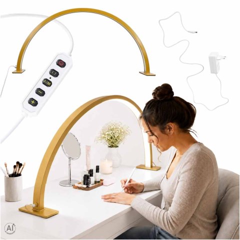 Nowoczesna lampa LED do manicure z bezcieniowym oświetleniem w złotym kolorze