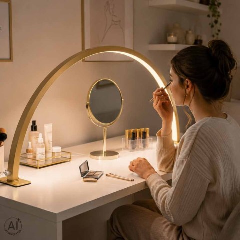 Nowoczesna lampa LED do manicure z bezcieniowym oświetleniem w złotym kolorze