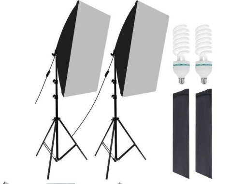 2x 135w lampa światło soft box zestaw statyw domowe studio foto żarówka