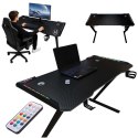 Biurko gamingowe z podświetleniem LED RGB 120x60 cm - stwórz własną strefę komfortu!