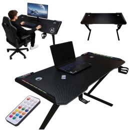 Biurko gamingowe z podświetleniem LED RGB 120x60 cm - stwórz własną strefę komfortu!
