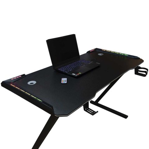 Biurko gamingowe z podświetleniem LED RGB 120x60 cm - stwórz własną strefę komfortu!