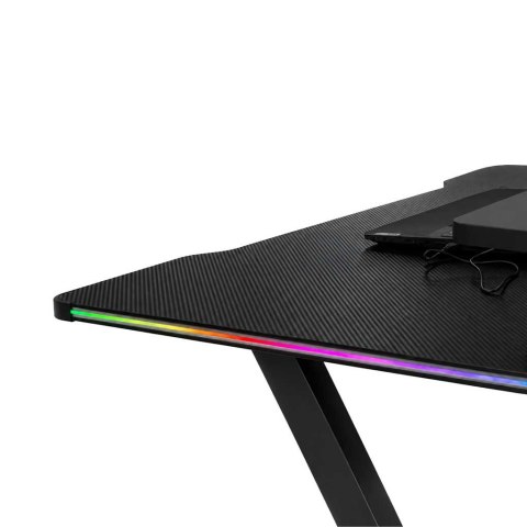 Biurko gamingowe LED RGB z nadstawką - nowoczesny design w Twoim domu