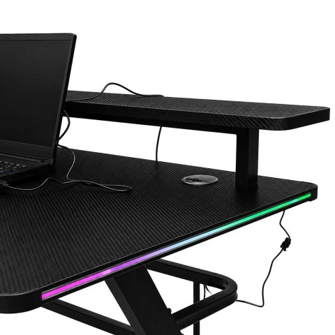 Biurko gamingowe LED RGB z nadstawką - nowoczesny design w Twoim domu