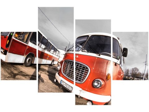 Obraz Retro Bus stare autobusy czerwone Mpk zajezdnia