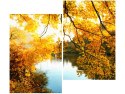 80x70cm Jesienne słońce rzeką duo obraz      