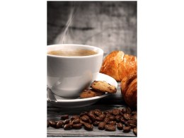 40x60cm Obraz Gorąca kawa croissant      