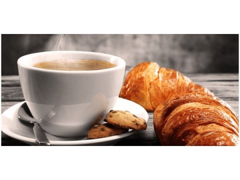 Obraz Gorąca kawa croissant