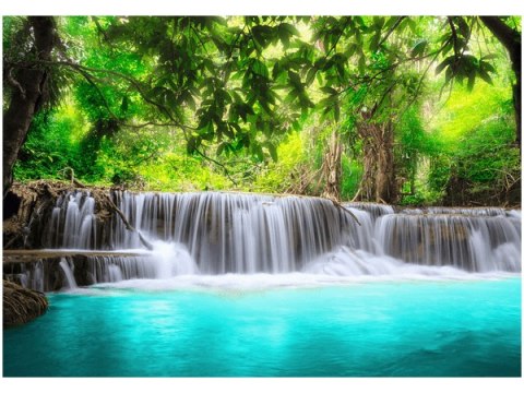 Obraz druk Kolorowa woda kolorowy wodospad błękitna rzeka