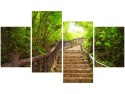 Obraz druk Stairs to Heaven schody drewniane drzewa trzy kolory