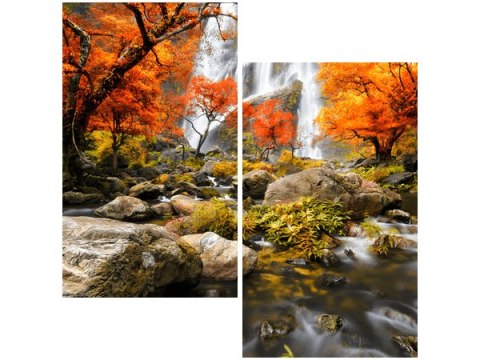 60x60cm Jesienny wodospad dwu obraz   ścian  
