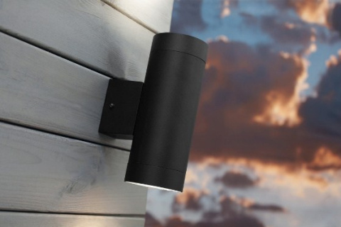 Lampa ścienna kinkiet IP54 aluminium czarna góra/dół  