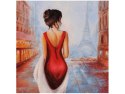 50x50cm Obraz Paris Walk Wieża Eiffa kobieta kolory       drewno