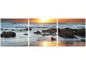 90x30cm Wschód słońca oceanem trój obraz      