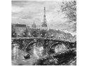 50x50cm Obraz Paris mon amour Wieża Eiffla szarości most       drewno