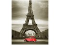 70x50cm Obraz czerwony Citroen 2CV Wieżą Eiffla   ścian  