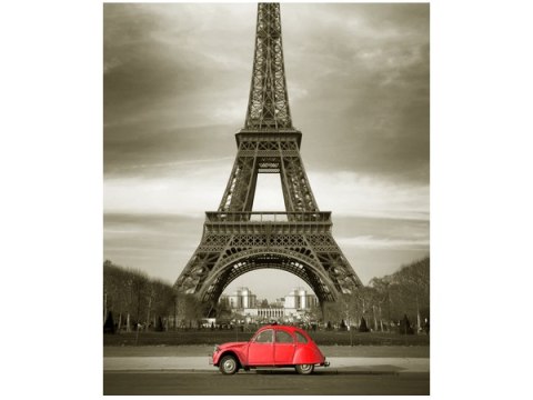 70x50cm Obraz czerwony Citroen 2CV Wieżą Eiffla   ścian  