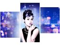 Obraz Usta Audrey Hepburn panorama miasta niebieski