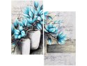 60x60cm Magnolie niebieskich kolorach dwu obraz   ścian  