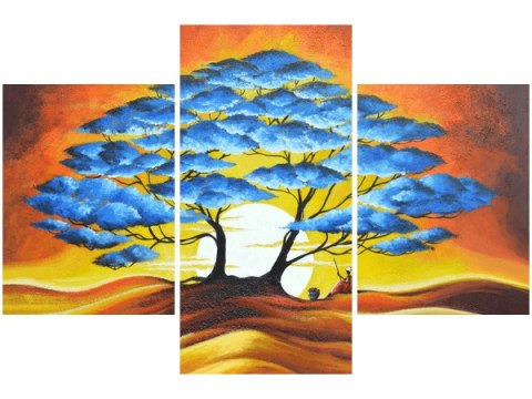 90x60cm obraz Odpoczynek błękitnym drzewem trzy obrazy      