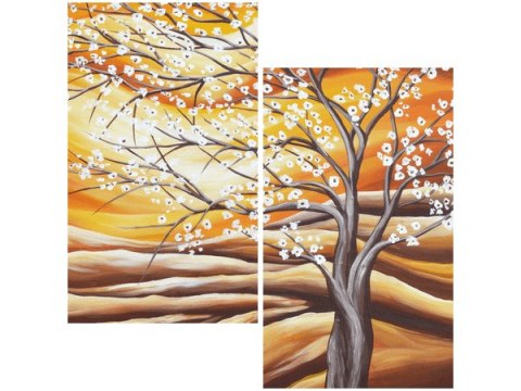 60x60cm Kwitnące drzewo dwu obraz   ścian  