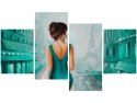Obraz druk Paris Walk Wieża Eiffa kobieta kolory