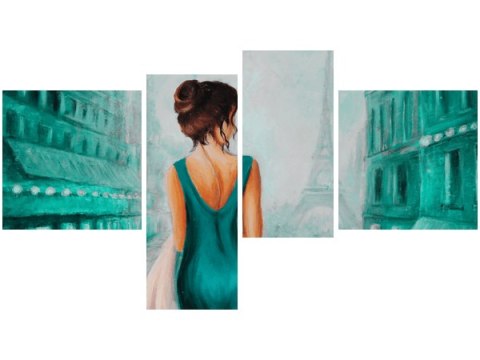 Obraz Paris Walk Wieża Eiffa kobieta kolory