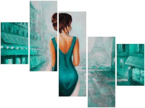 Obraz Paris Walk Wieża Eiffa kobieta kolory