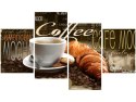 Obraz druk Morning coffee kawa rogalik śniadanie brązowy