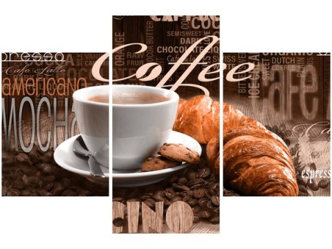 90x60cm obraz Obraz Poranne śniadanie kawą trzy obrazy      